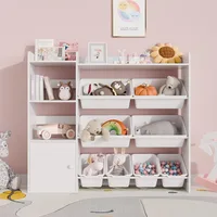 Children's Bookcases Kids Toy Storage Organizer 4-Tier Toy Organizers W/8 Removable Storage Bins Kids Bookshelf and Toy Storage 1