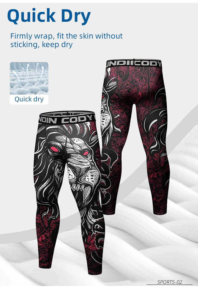 Gym Leggings Running Compression Pants Men's Quick Dry Fit Basketball Fitness Sweatpants Exercise Training Workout Sport Tights