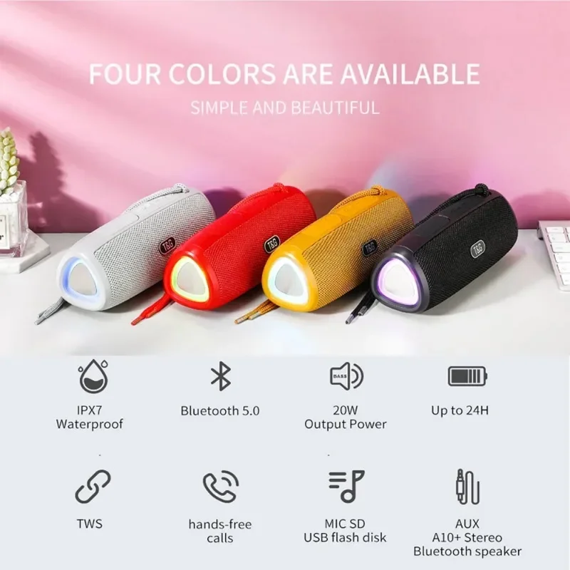 T&G TG344 Wireless Bluetooth Speakers Portable Triangle Adjustable LED Light SoundBox Support TF Card USB Playback IF/Radio