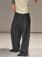 Pantalon rayé taille haute coupe ample pour femme, style décontracté, tenue quotidienne 2