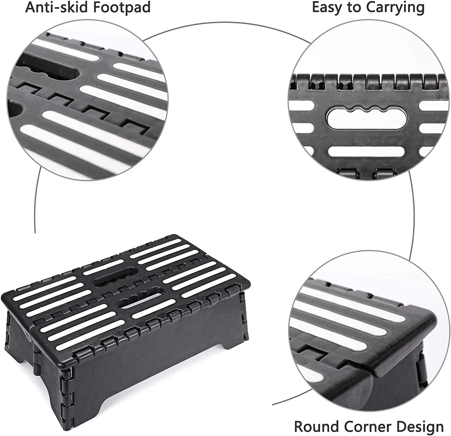 Folding Stool Non-Slip Home Door Elderly Ladder Auxiliary Half-Step Folding Step Stool Portable Plastic Folding Stool For Bed Stairway Step