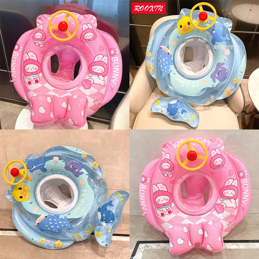 Rooxin 투명 쉘 아기 물놀이 튜브, 고무 링, 수영장 플로트 시트, 어린이 수영장 팽창식 장난감, 수영 서클 