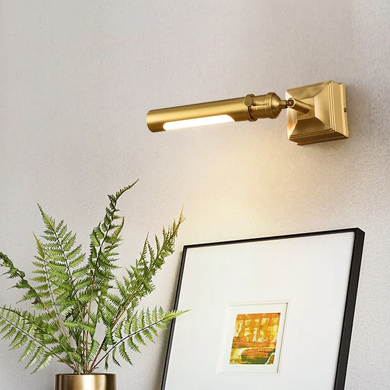 Modern simple small wall lamp， multi angle lighting，Brass bedside wall light，Acrylic lampshade Uniform light transmission