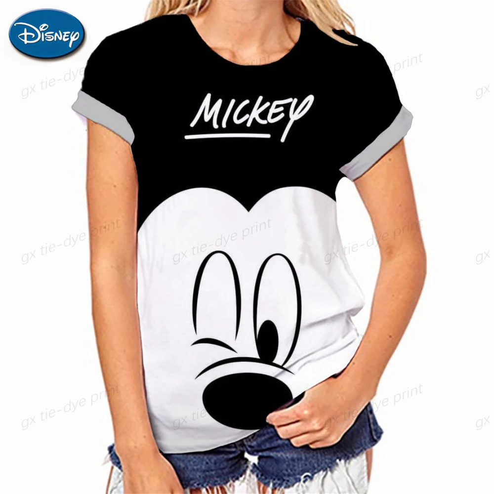 

Summer Women's T-Shirt Casual Disney Mickey Mouse Print Fashion Pullover Short Sleeve Printed Loose Daily Tops Design Clothe