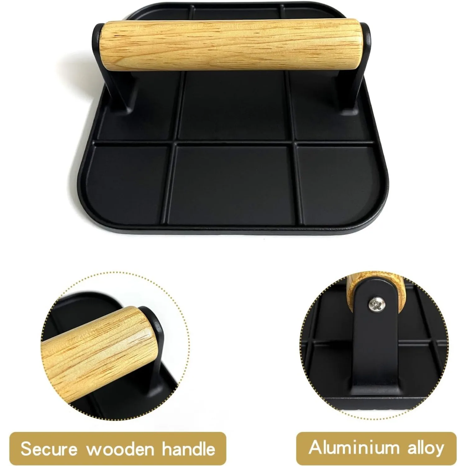 Burger Meat Press Aluminum Alloy Cast Iron Round 6.3inch Bacon Grill with Wood Handle burger press burger maker