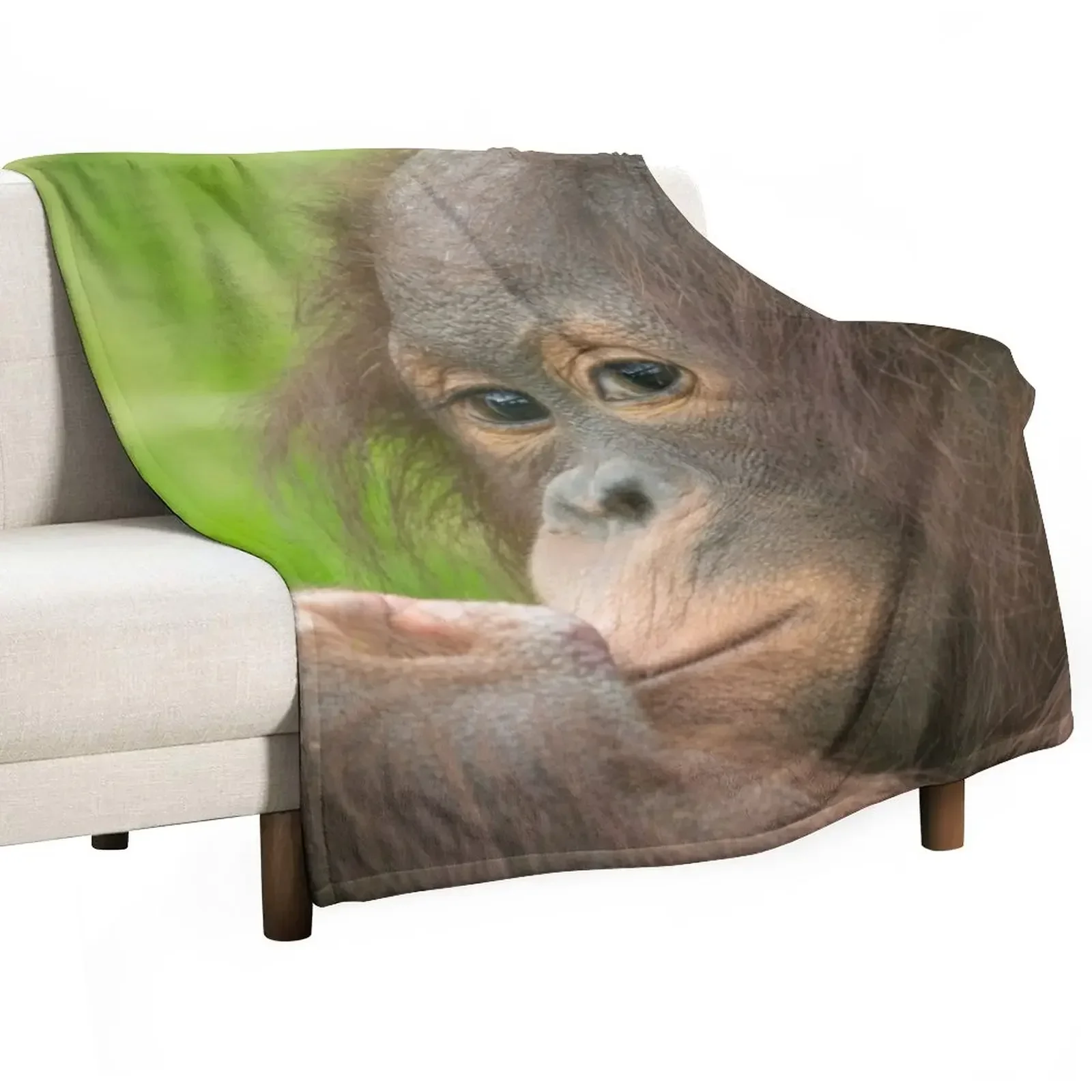 

Baby Orangutan Throw Blanket Furry Soft Plush Plaid Blankets