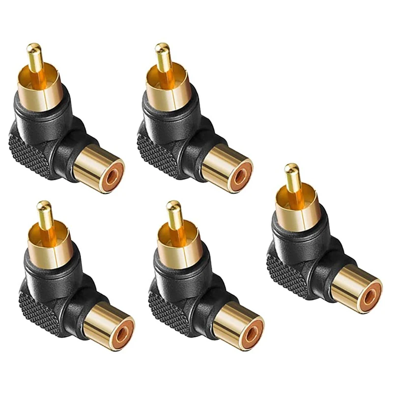 금도금 L자형 로터스 Rca 직각 엘보, 암수 변환 플러그, 90 도