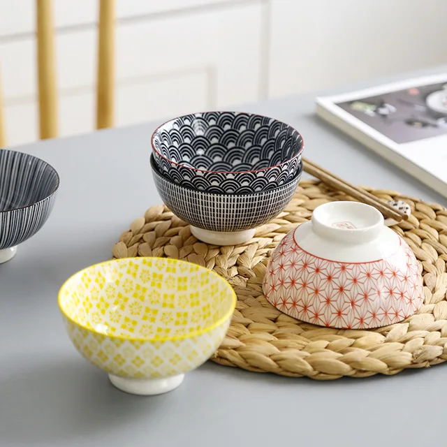 Japanese and Wind 4.5-inch Rice Bowl Ceramic Unglazed Anti-scalding Bowl European Simple Household Soup Bowl  High-legged 3