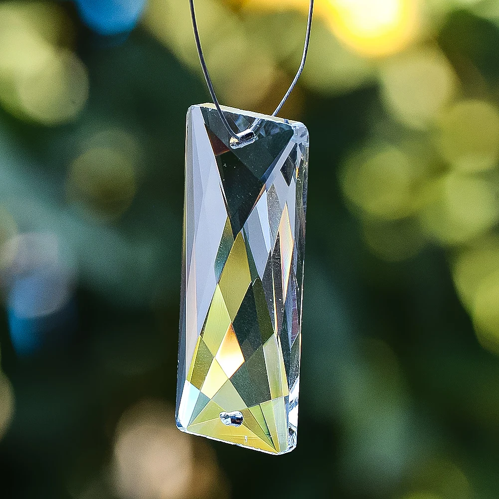2pcs Strip Crystal Prism Pendant Faceted Clear 2 Hole Glass Pendant for Living Room Chandelier Crystal Replacement Accessories