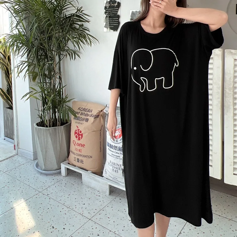 Fdfklak Nette Cartoon Nachtwäsche Kleid Frauen Nachthemd Neue Lose Plus Fett Modal Nachthemden Weibliche Sommer Nachthemd 110 Kg Tragen – Detail 2