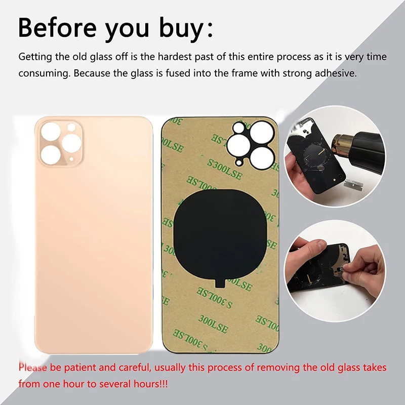 1Pcs With Wide Big Camera hole Back Battery Glass Cover Replacement For iPhone 11 Pro Rear Housing Door Repair Parts 11Pro