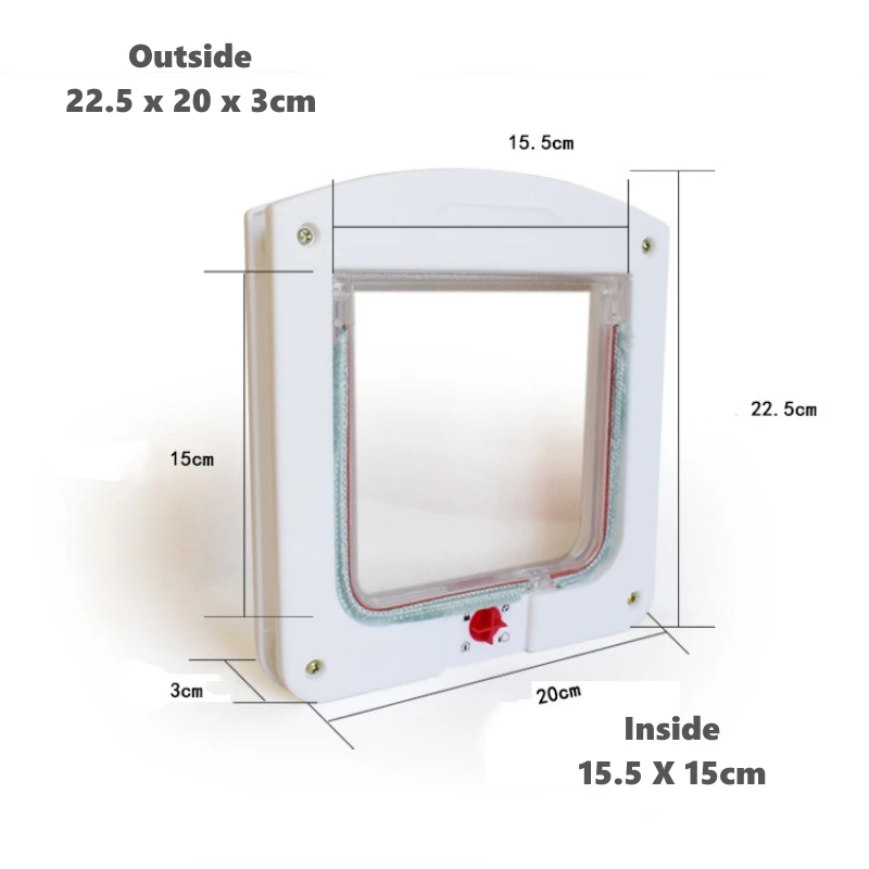 4 Way Locking Cat Flap Door For Interior Exterior Doors Weatherproof Pet Doors For Cats & Doggie Suitable Window & Wall 4 W