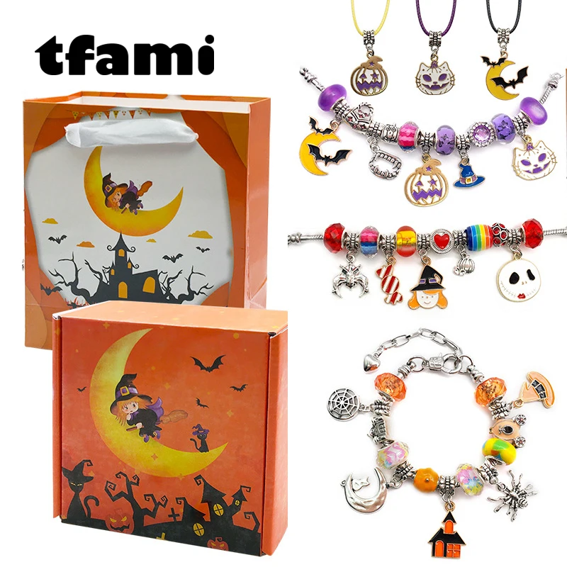 

TFAMI Halloween Children Toys DIY Big Hole Beaded Jewelry Gift Boxs Full Set Girls Snake Bone Crystal Bracelet Set For Kids Toys