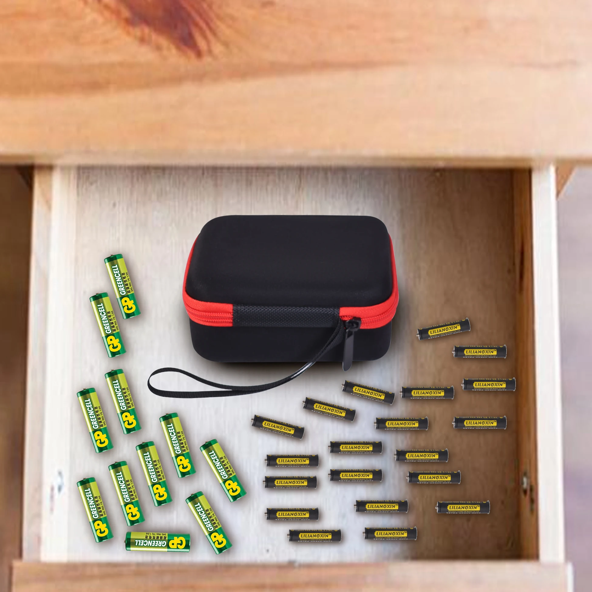 하드 배터리 보관함 35 슬롯 휴대용 배터리 보관 가방 운반 케이스는 가정 여행에 적합한 35 AA 배터리를 수용할 수 있습니다.
