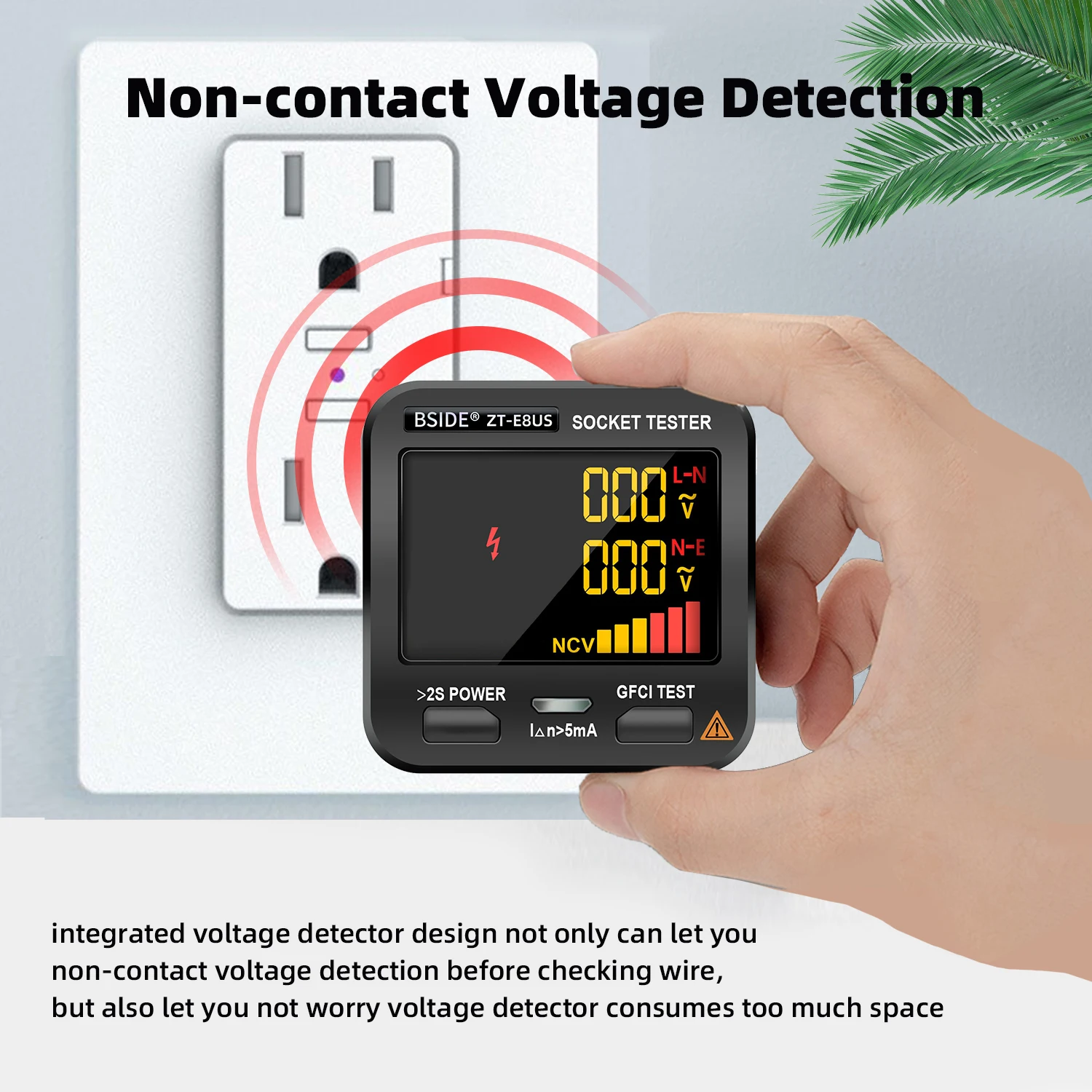 Socket Tester BSIDE Smart Socket Tester Smart Socket Voltage Checker RCD GFCI Test NCV Live Neutral Test EU US UK Plug Table