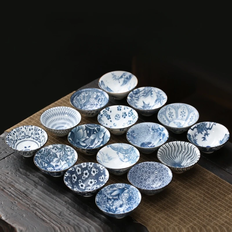 Vintage Blue and White Porcelain Bamboo-Hat Type Cup Individual Single Cup Household Tea Business Gifts Gift Gift