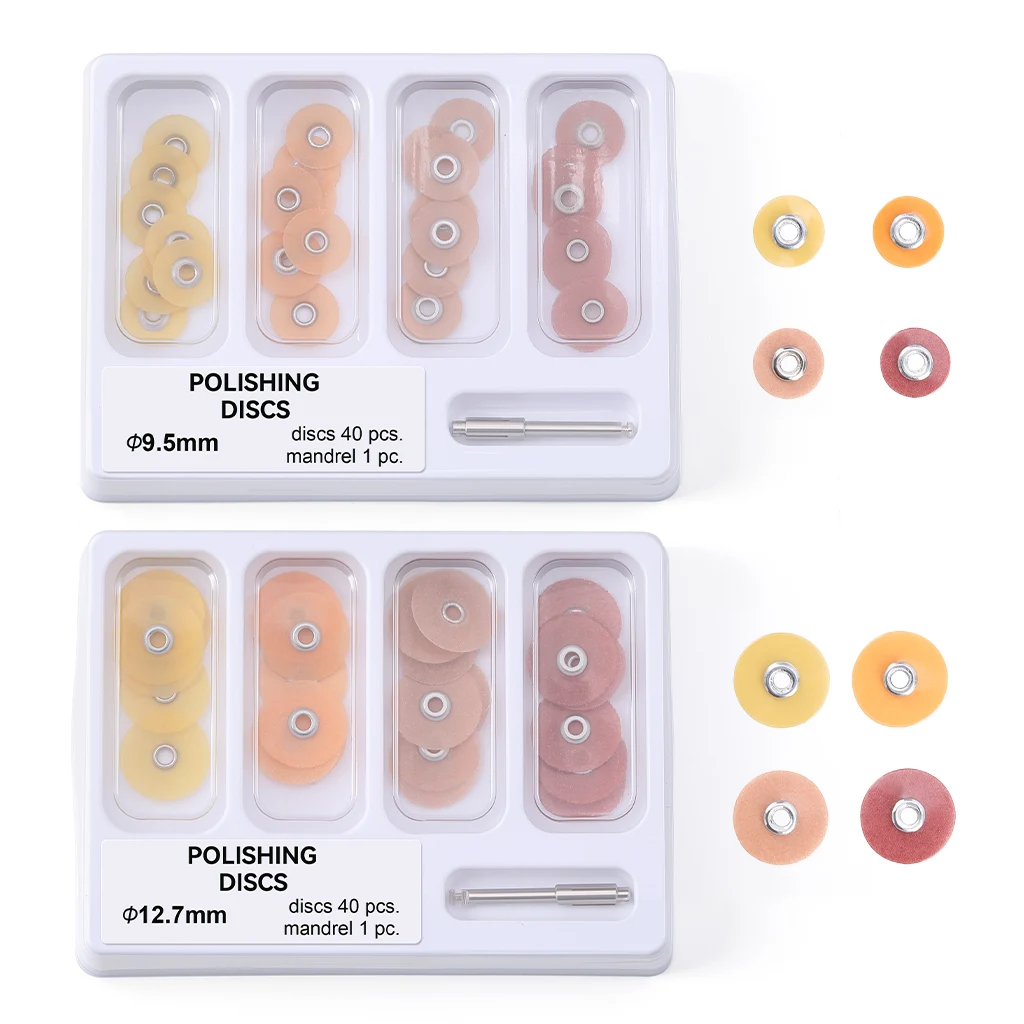 40 Stück AZDENT Dental-Polierscheiben 9,5/12,7 mm mit Mandrel CA2,35 mm für Komposite, Keramik, Glas, Restaurationswerkzeuge – Detail 1