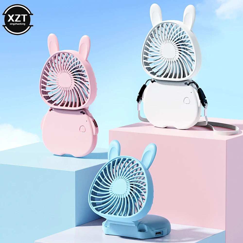 

New USB Rechargeble Hanging Neck Fan Folding Mini Portable Small Fans Handheld Desktop Camping Fan USB Charging 400mA Small Fans