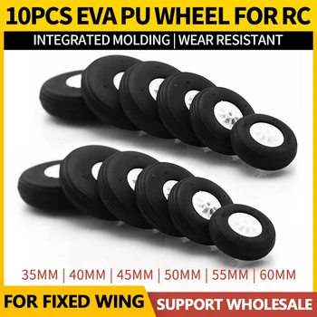 10PCS/LOT EVA Rubber Wheel PU Plastic Landing Gear Wheels Plane Tail 35-60MM For RC Fixed-wing Airplane Replacement Wholesale 1