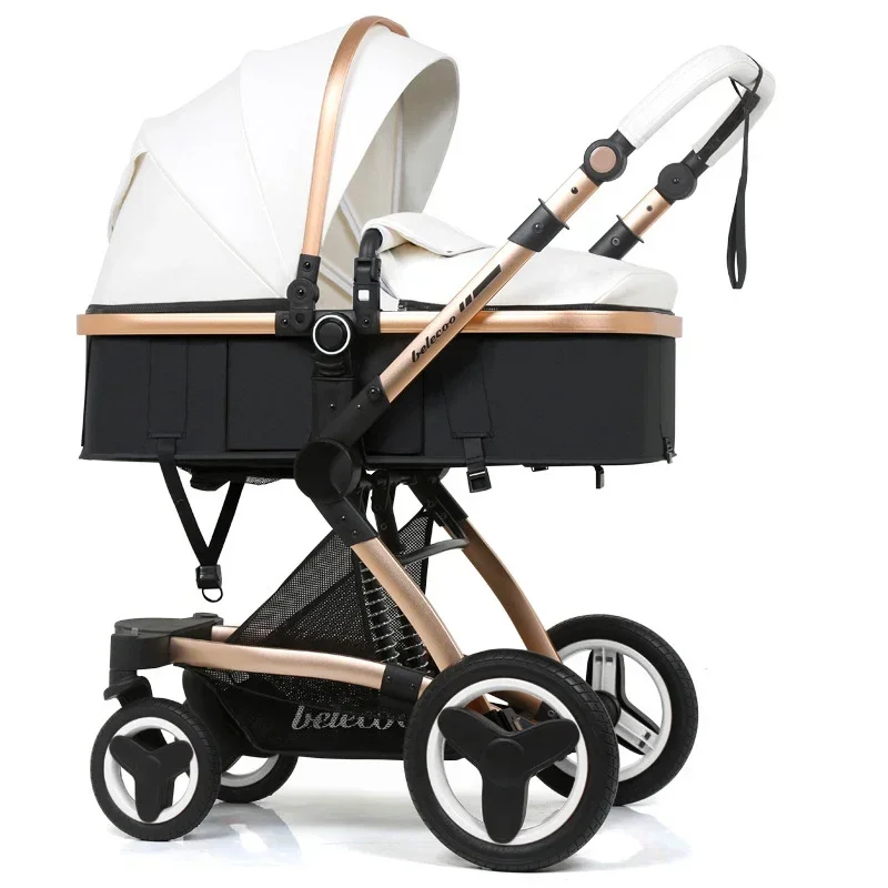2025 NEW Baby Stroller 3in1 Waterproof Pu leather luxury stroller with car seat Adjustable handle With mosquito net,foot cover 2