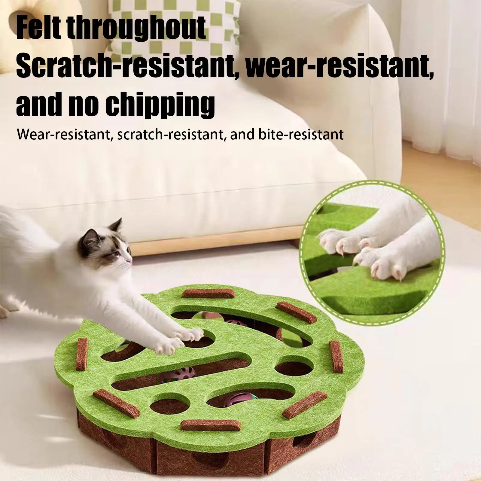 Cat Puzzle Toy Cat Toys Interactive Puzzle Box Felt Pet Supplies with Bell Kitten Accessories Maze Game for Enrichment Mental