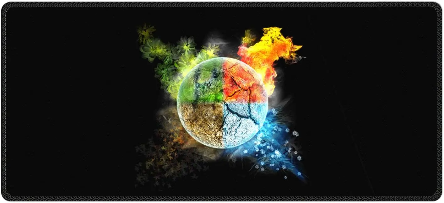 

Four Elements Large Extended Gaming Mouse Mat with Non-Slip Rubber 35.4 x 15.7 inch Base Stitched Edges Mouse Pad for Computer
