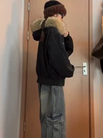 2000s Aesthetic Black Elegant Jacket Woman 2025 Winter Y2k Zip Up Hooded Design Harajuku Coat Female Loose Casual Punk Outfits - Image 3