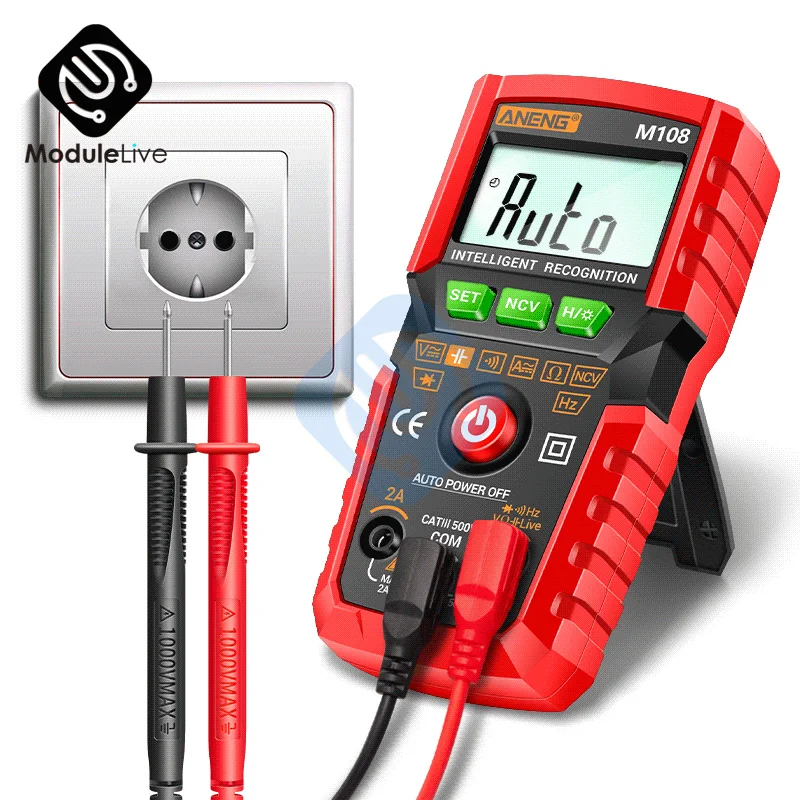 ANENG M107 M108 Mini Digital Multimeter 4000 Counts Non Contact AC/DC Current Voltage Tester Resistance Capacitance Meter digital multimeter multimeter tester analog multimeter