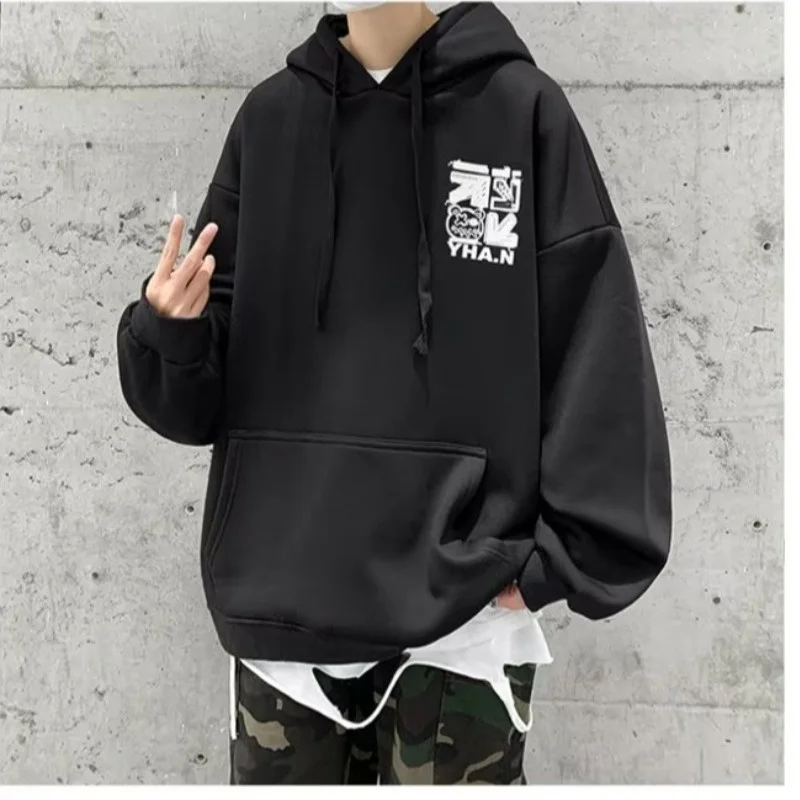 【SIze M-8XL Hoodies】2025 New Men Fashion Cartoon graffiti Letter Print cotton Casual Velvet Oversize Jacket Couple Clothes 4