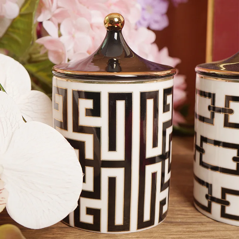 Ceramic Storage Jar Home Scented Candle Bottle Wedding Candy Gift Jar Cosmetic Jewelry Storage Bottle Decor