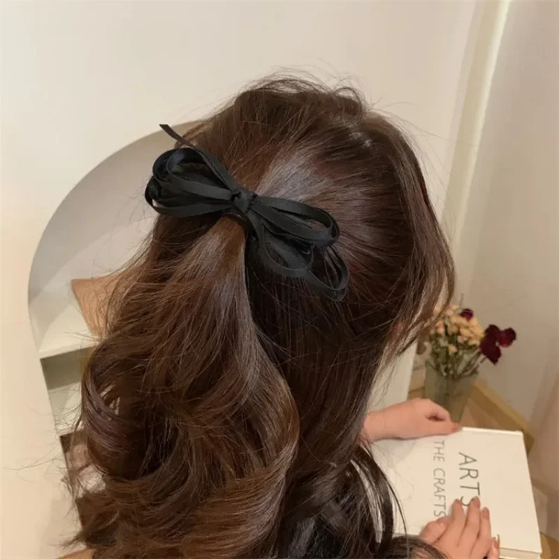 Koreanischen Stil Schwarz Band Bogen Haar Clips Vintage Elegante Süße Frauen Mädchen Barrettes Headwear Mädchen Frauen Haar Stil Zubehör