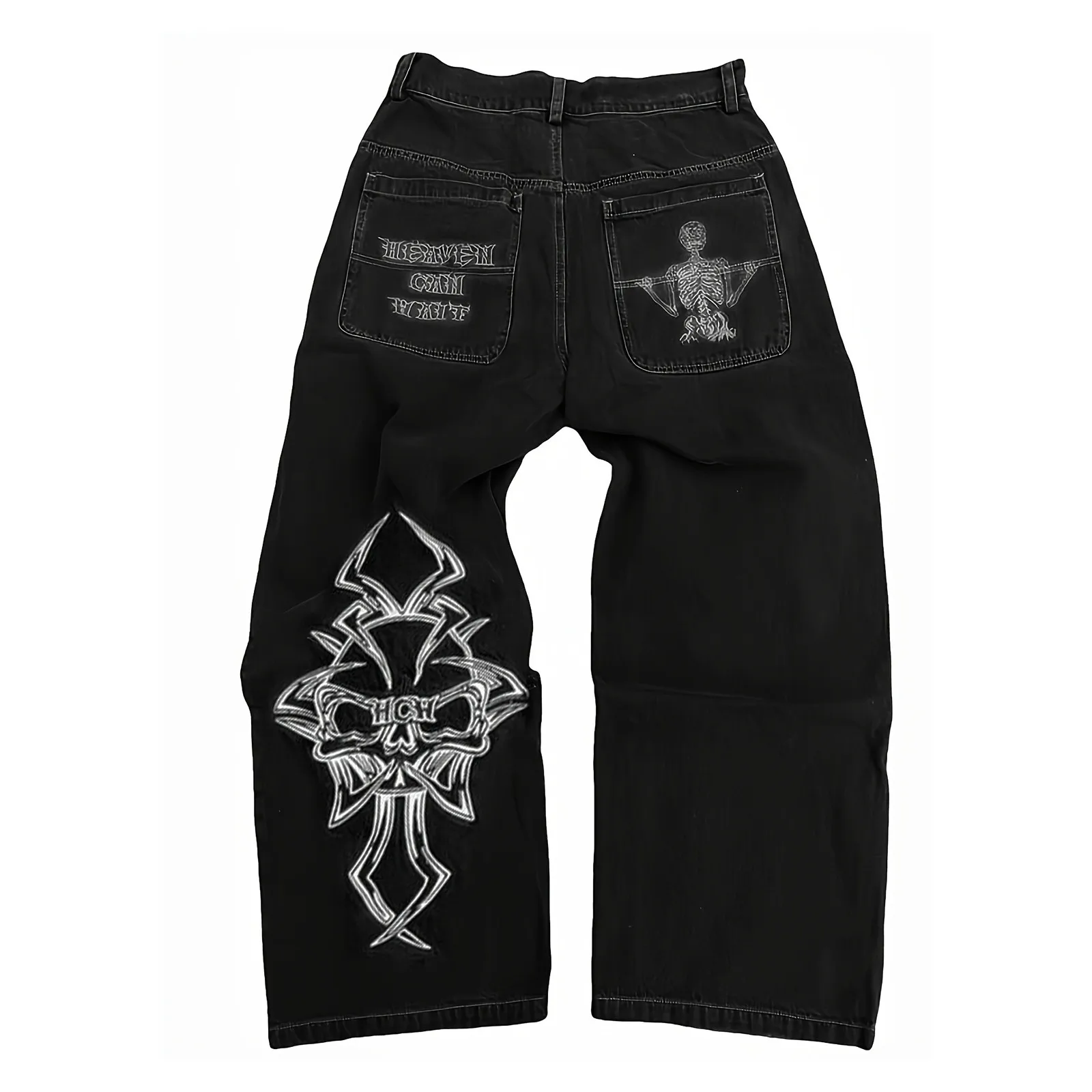 Men'S Fully Embroidered High Street Hip Hop Fashionable Loose Straight Leg Wide Leg Pants New mens casual trousers