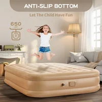 Durable Inflatable Air Mattress Glamping Mats PVC Inflatable Sleeping Mattress Double Height Inflatable Mattress Built-in Pump 3