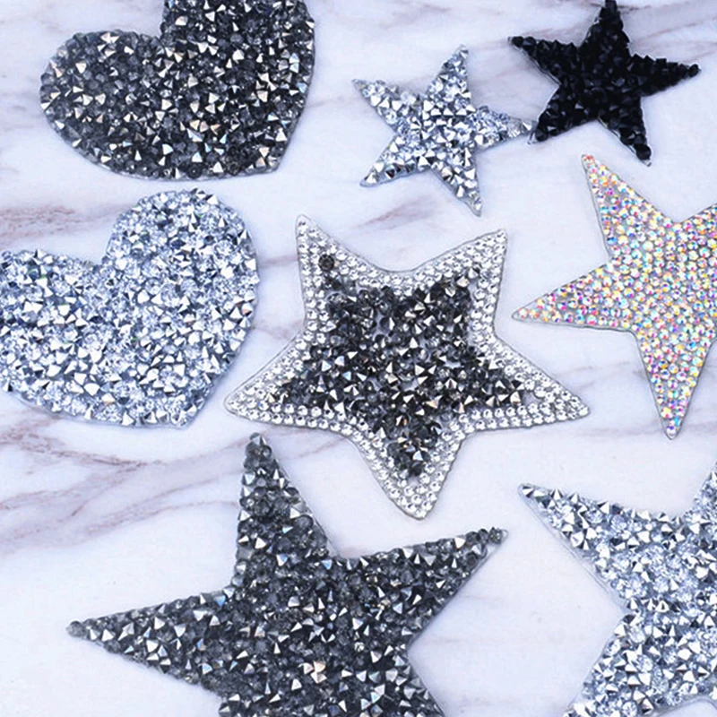 Mixed Size Crystal Rhinestone Star Patches For Clothing Sparkling Pentagram  Appliques Garment Embroidered Patch Iron On Motifs - AliExpress