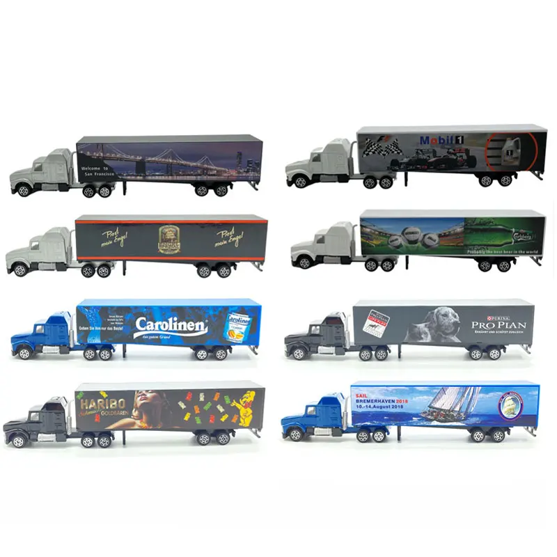 1/87 Ho Scale Container Truck Model Car Model Train Scene Miniature Truck Collections Sand Table Landscape Accessories Hobby Toy new painting container train model 40 feet high cabinet 1 160 n scale 40 feet high cabinet train model toy