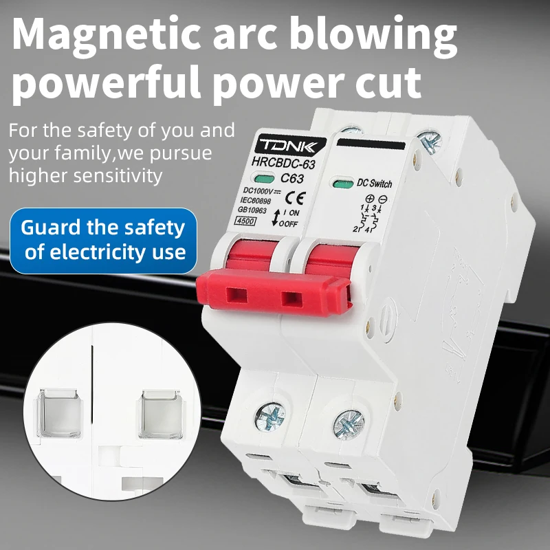 DC 1000V Solar Mini Circuit Breaker 2P 6A-125A For PV System