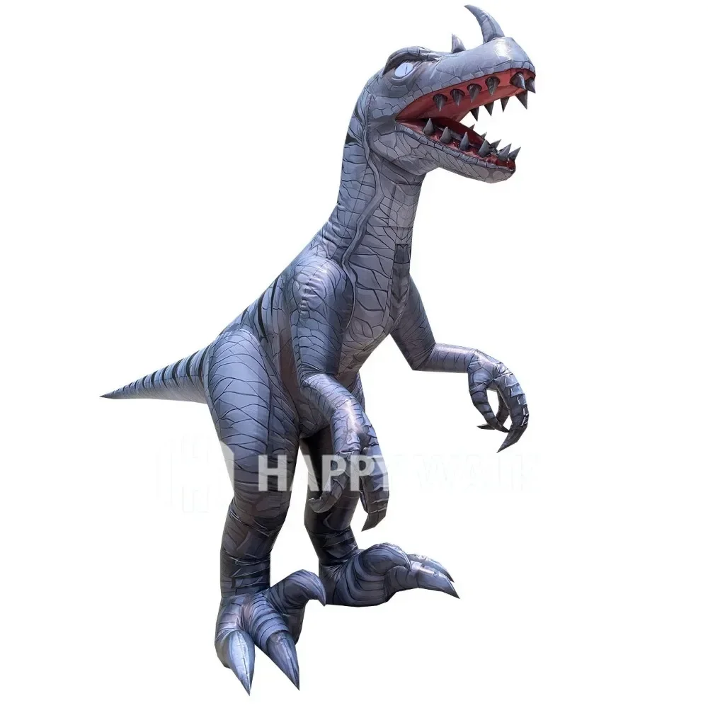 1.8m Inflatable Dinosaur Costume Realistic Raptor Dinosaur Costume Animal Cosplay for Halloween Party