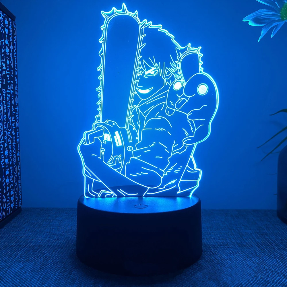 최신 애니메이션 Led 라이트 전기 톱 남자 침실 장식 야간 조명 생일 선물 룸 장식 테이블 3d 램프 전기 톱 남자