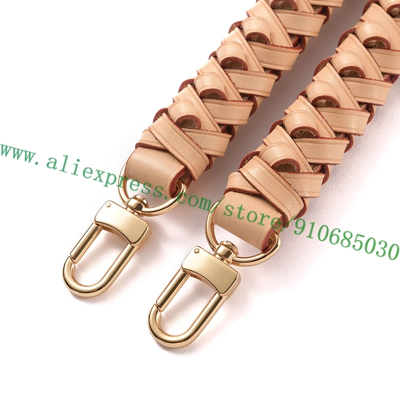 Top Quality Real Vachetta Braided Handle Strap For Designer Women Handbag Lady Bucket Bag Purse Tote Oxidized Patina 3 Sizes