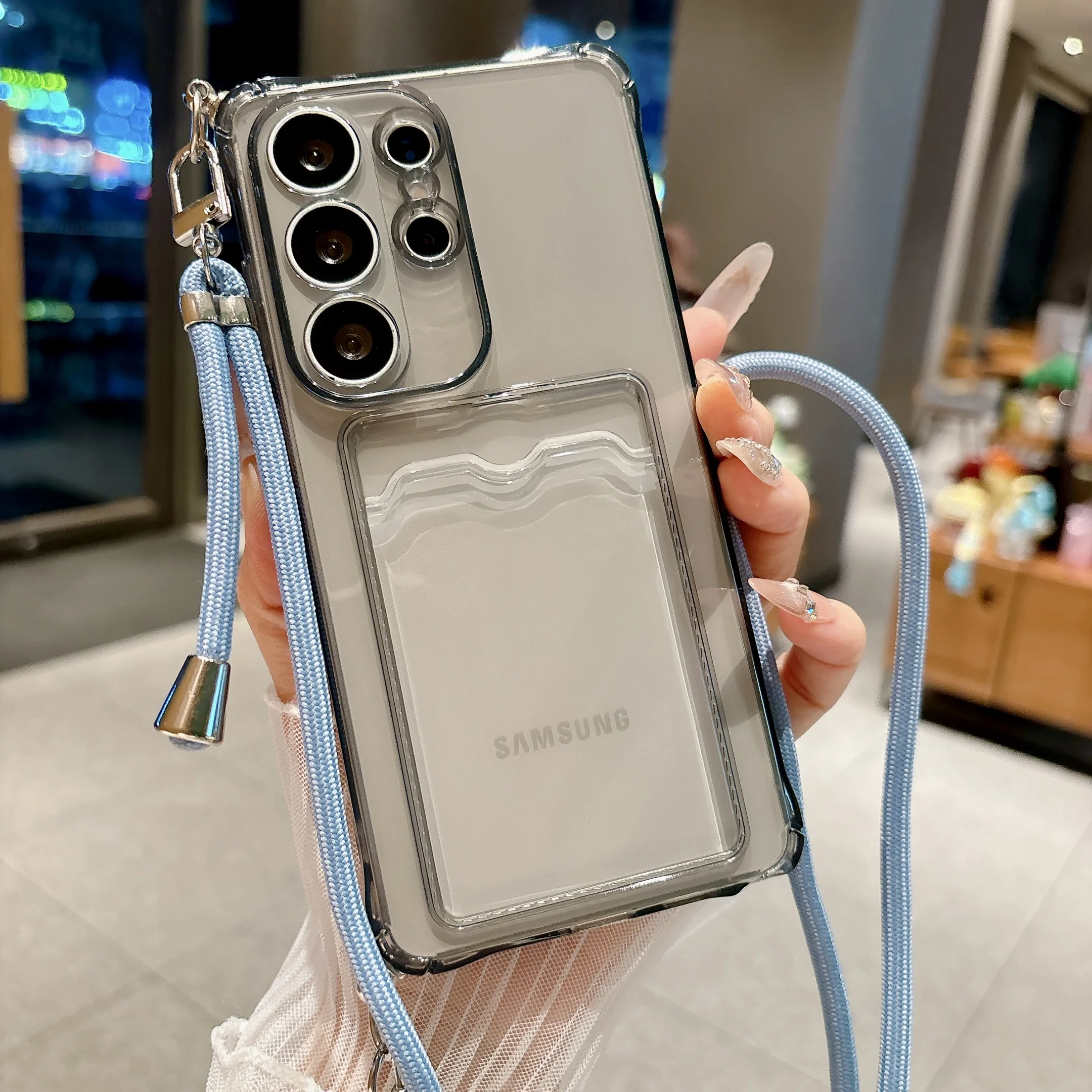 Adjustable Crossbody Lanyard Phone Case with Silicone Card Holder Cover