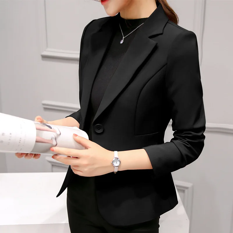 Women Slim One Button Blazer Autumn Spring