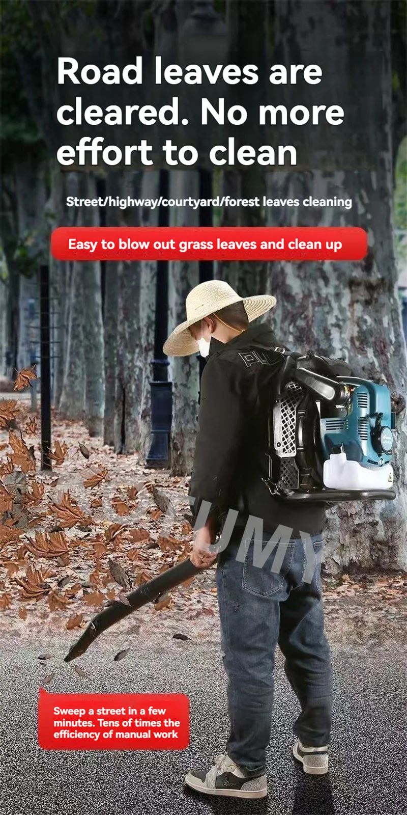Air Blower Four-Stroke 92CC Knapsack Snow Blower Petrol Leaf Blowing Vacuum Wind Fire Extinguisher High Vacuum Fan