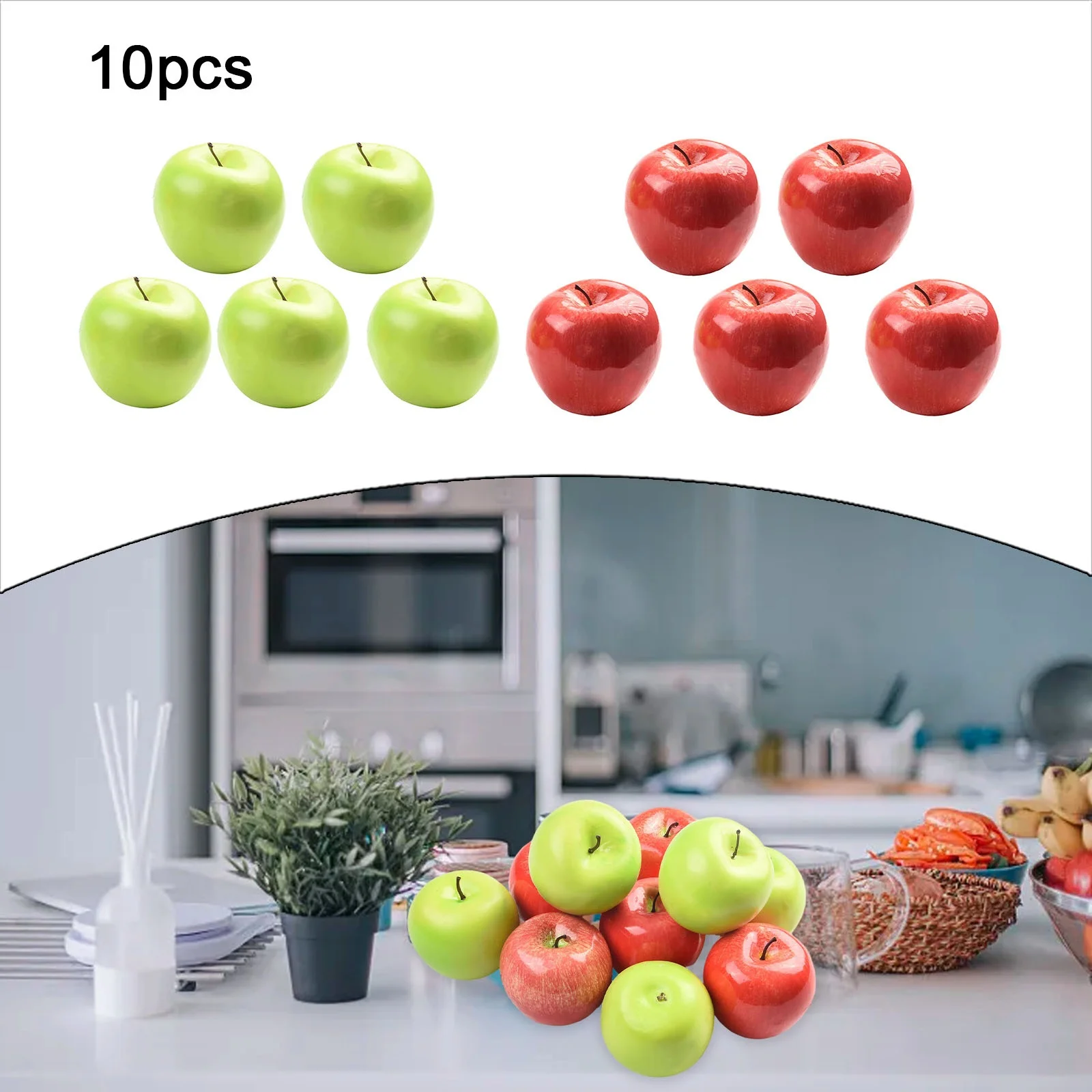 Description Picture 2 of item10PCS Artificial-Apple Fake Fruits Home Bedroom Living Room Decoration Festive Party Supplies Artificial Fruit Pink Red Green