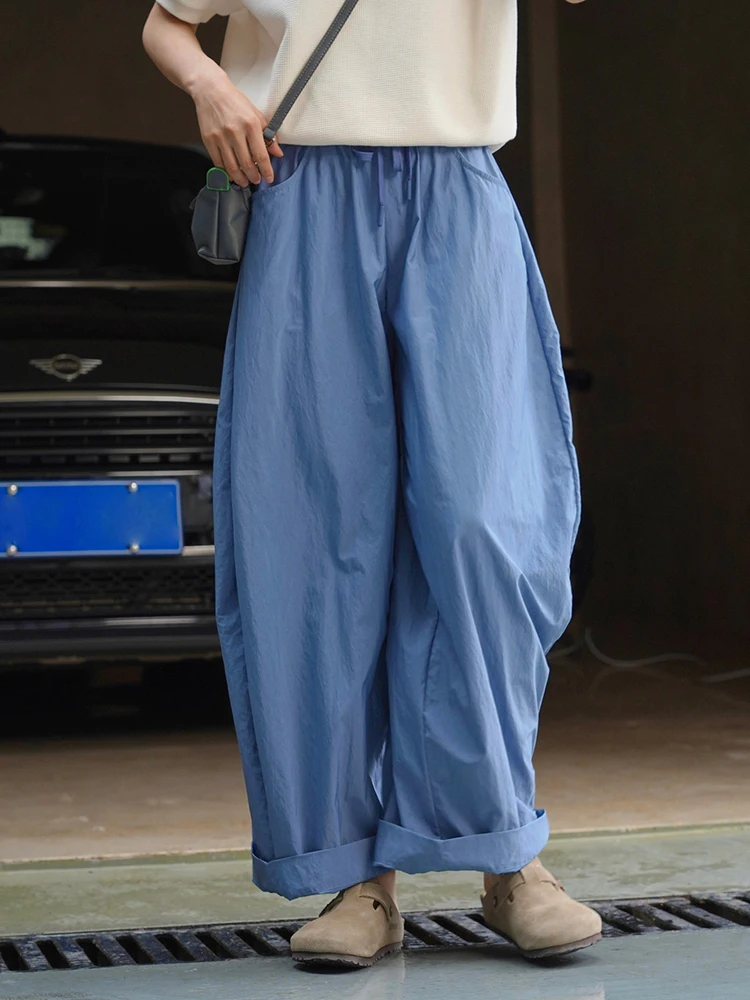 [LANMREM] Minimalism High Waist Wide Leg Pants For Women Solid Casual Loose Streetwear Trousers Fashion 2024 summer New 26D8724
