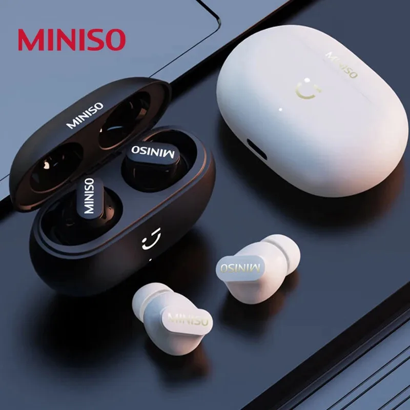 MINISO MCT02 트루 와이어리스 블루투스 이어폰, 패션 음악 이어버드, 하이파이 음질, 노이즈 캔슬링, 블루투스 이어폰
