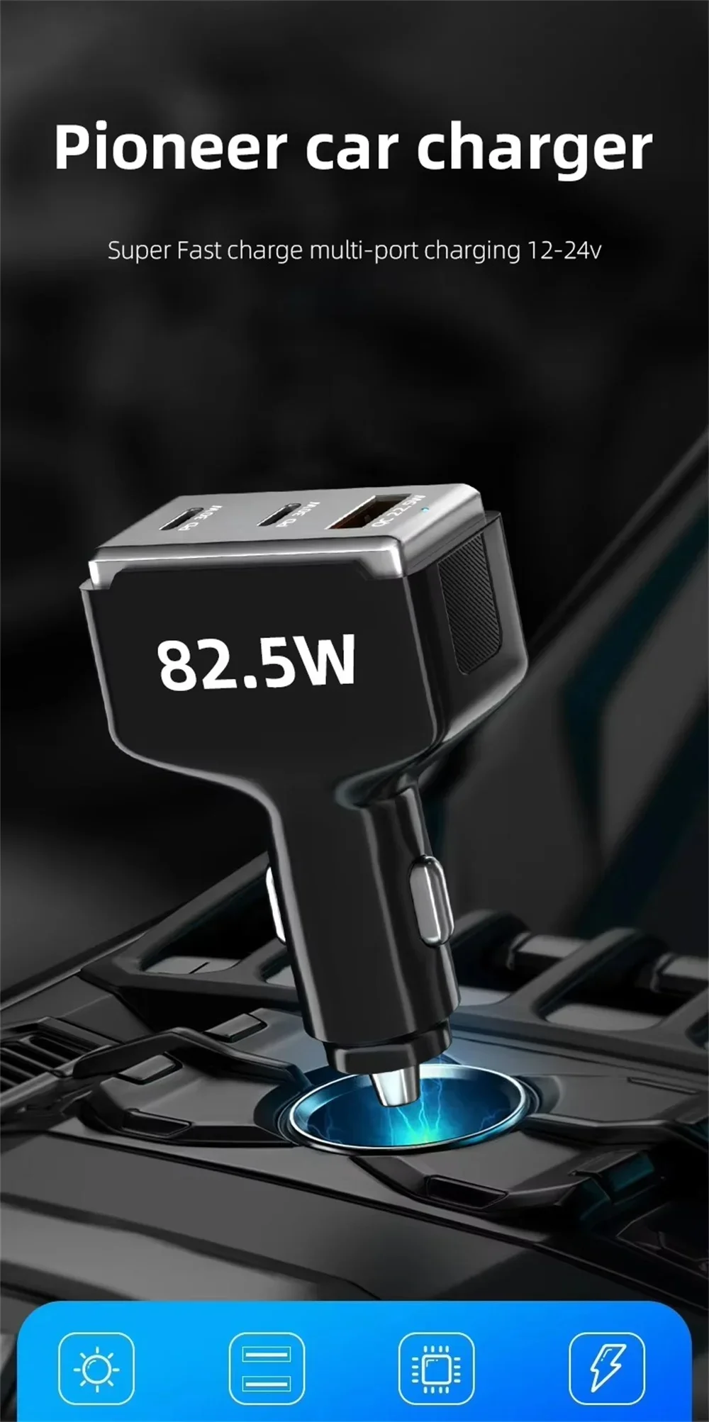80W USB Car Charger Multi port high-power Fast Charging Car Charger For iPhone Xiaomi Samsung Huawei Mobile Phone