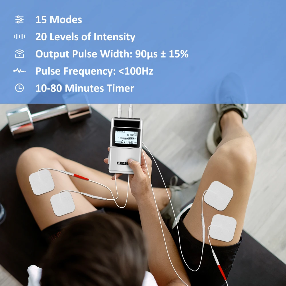 Muscle Stimulator 4 Channel TENS PMS Unit 15Mode Rechargeable TENS Machine Electronic Acupuncture Pulse Massager
