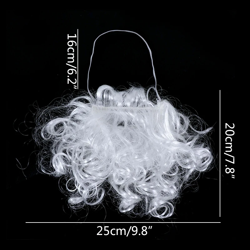 Santa White Beard Dress up Props Christmas Hat Santa Claus Fake Beard for Cosplay Christmas Gifts Party Performance Supplies