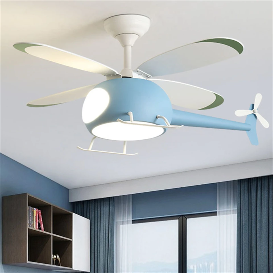 

Modern LED Chandelier Children Light Fixture Boys Girls Bedroom Airplane Ceiling Fan Decor Indoor Ceiling Fan LED Remote Control