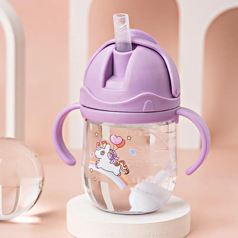 No Spill Sippy Cup For Toddlers Wide-Caliber Baby Drinking Bottle With Gravity Ball Straw Milk Water Dual-Use Kids Feeding Cups water bottle drinking cup water cup feeding cup
